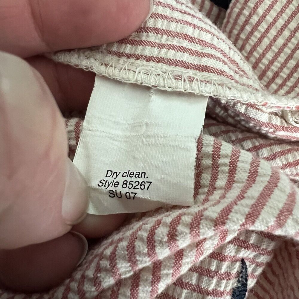 J Crew Chino Shorts‎ Mens 38 Seersucker Embroidered Whales Stripe Cotton Preppy - Picture 9 of 10